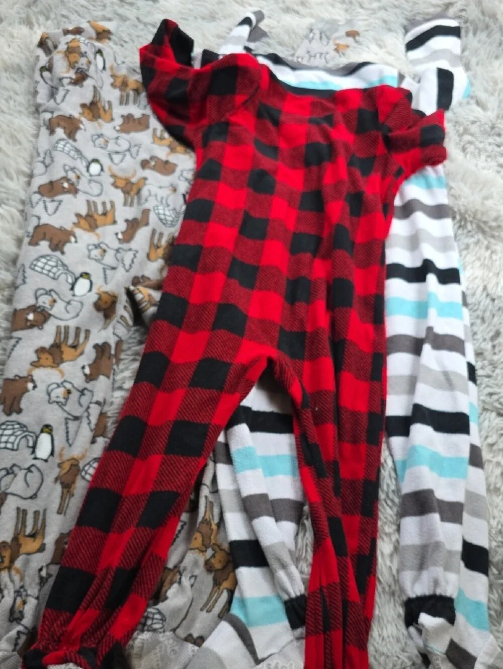 Carter's Red and Black Buffalo Plaid Kids One-Piece Footed Pajamas
